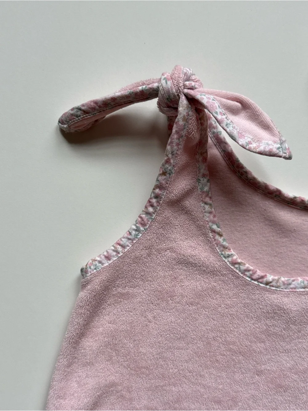 Minnow Girls' French Terry Tie-Knot Pink Tank Top - Size 2T